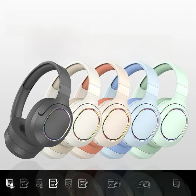 Беспроводные накладные Bluetooth-наушники со светодиодной подсветкой и FM-радио