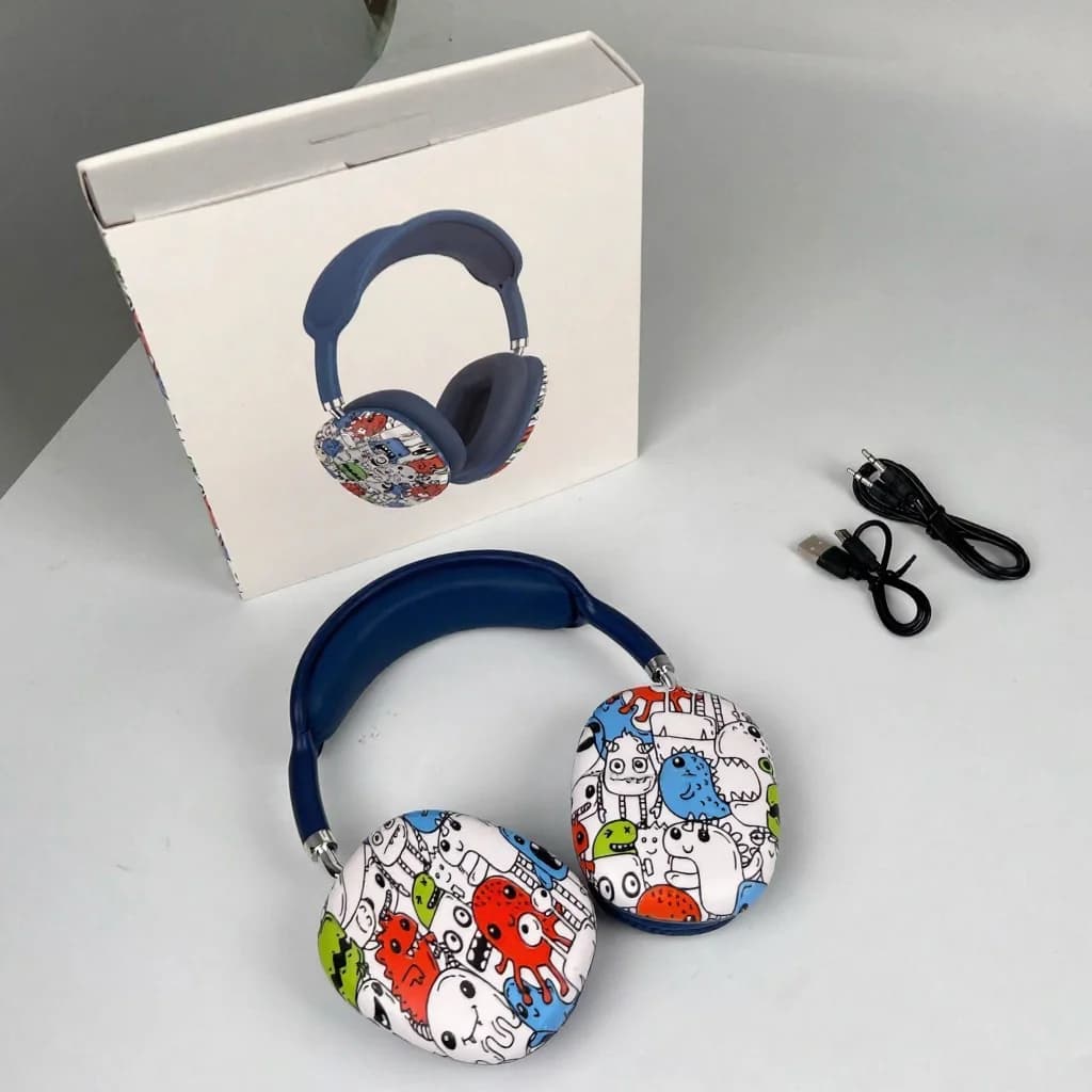 Bluetooth-наушники накладные в стиле граффити с FM-радио и слотом для TF-карты