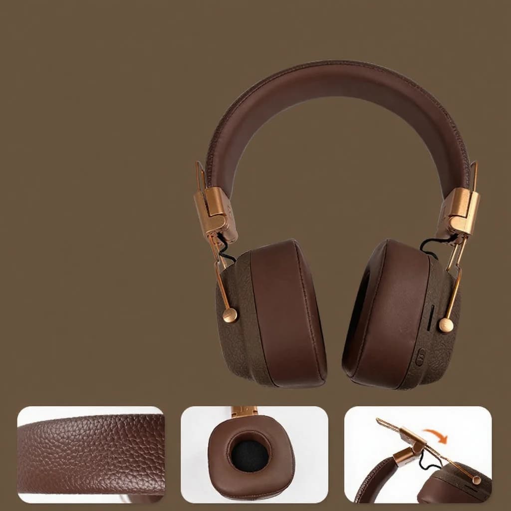 Ретро Bluetooth-наушники накладные с режимами EQ и складной конструкцией