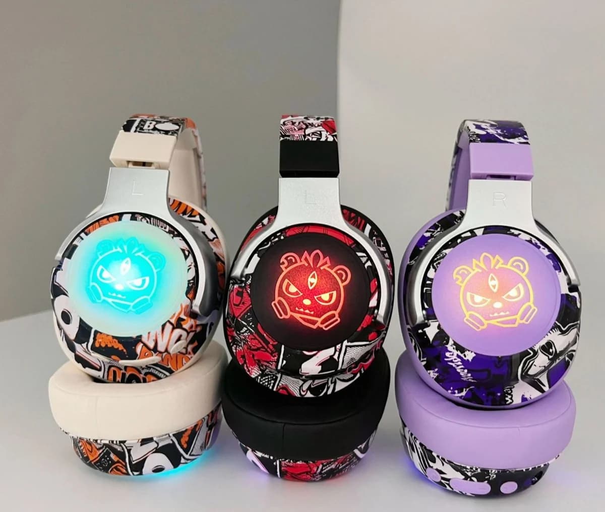 Беспроводные наушники с граффити, RGB-подсветкой и микрофоном