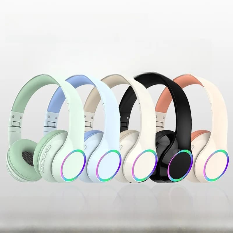 Беспроводные Bluetooth-наушники с подсветкой LED, микрофоном