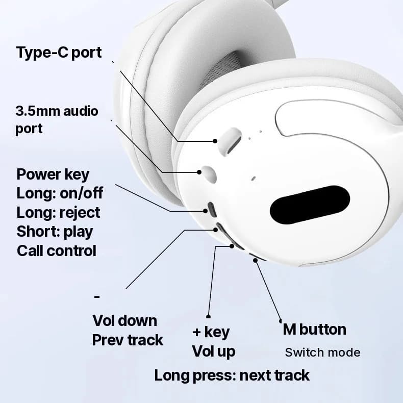 Беспроводные накладные Bluetooth-наушники с микрофоном, легкий дизайн