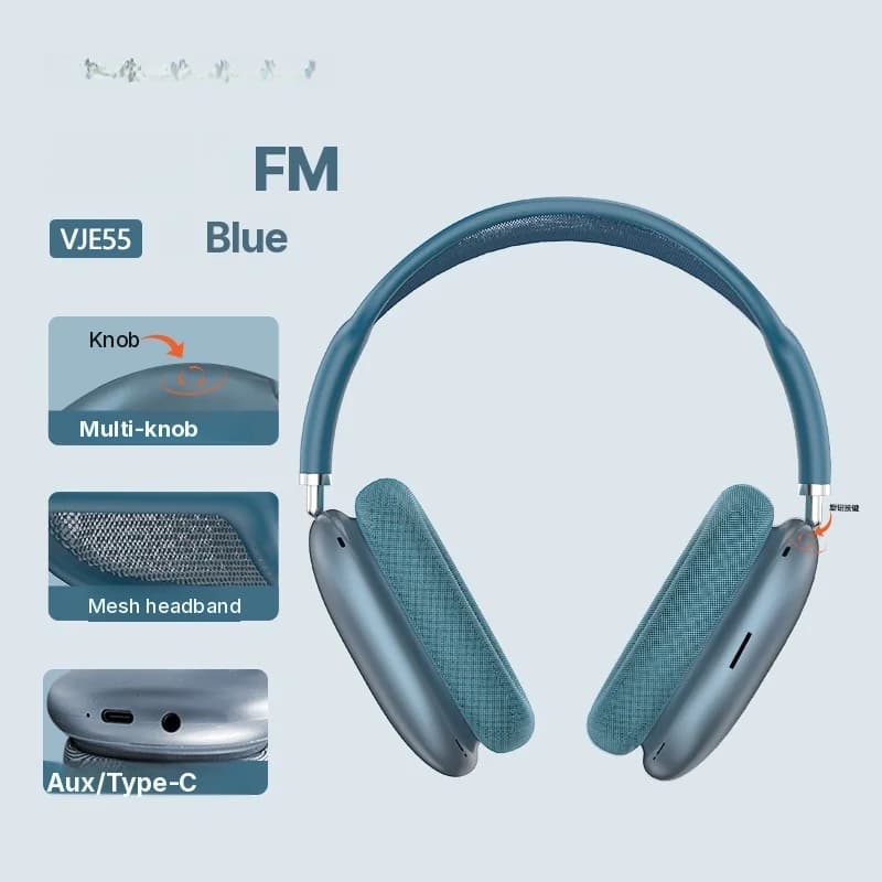 Bluetooth 5.4 накладные наушники с регулятором и FM-радио