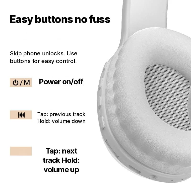 Накладные Bluetooth-наушники со слотом для TF-карты и AUX-входом