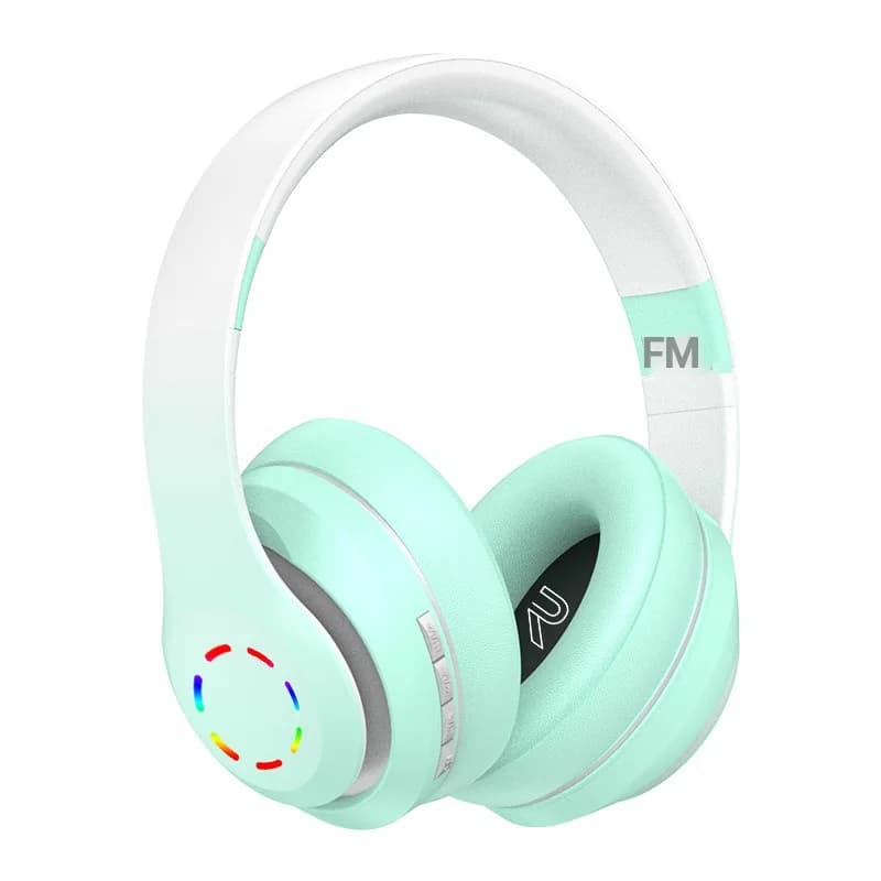 Беспроводные накладные наушники со светодиодной подсветкой и FM-радио