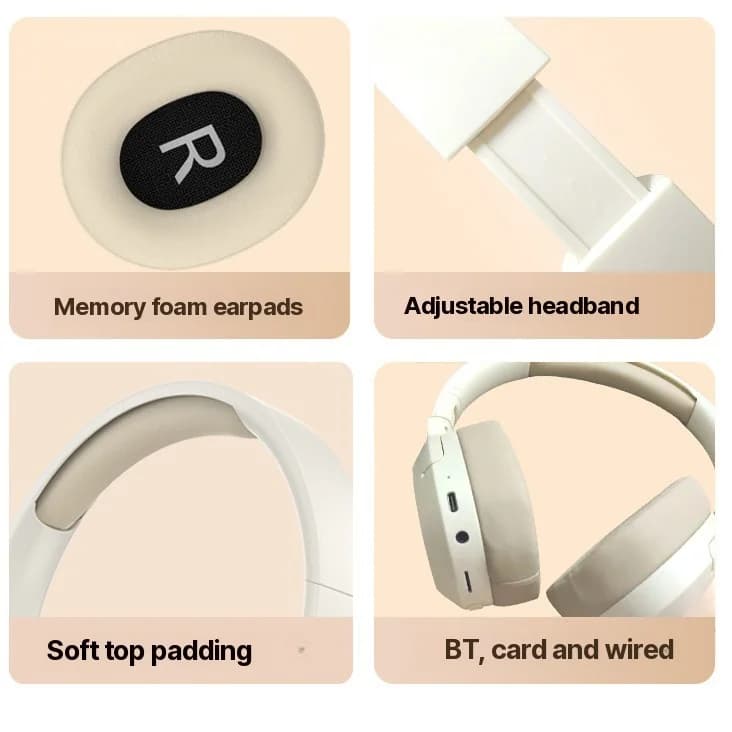 Накладные Bluetooth-наушники с басами, поддержкой AUX и TF-карт