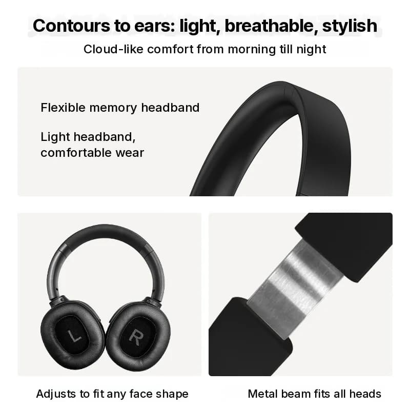 Беспроводные Bluetooth-наушники с активным шумоподавлением, накладные, долгая работа