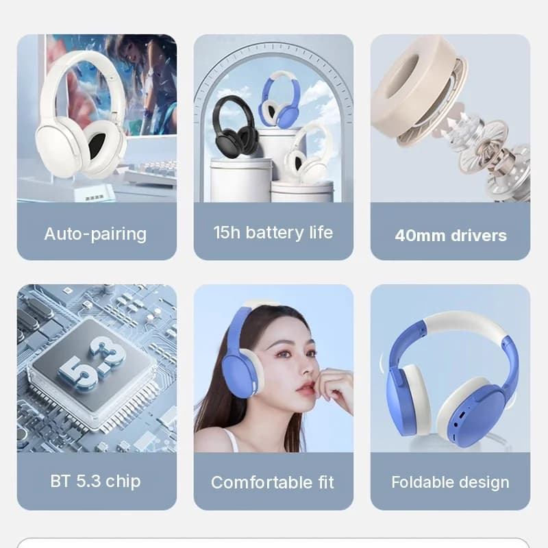 Беспроводные накладные Bluetooth-наушники с длительным временем работы