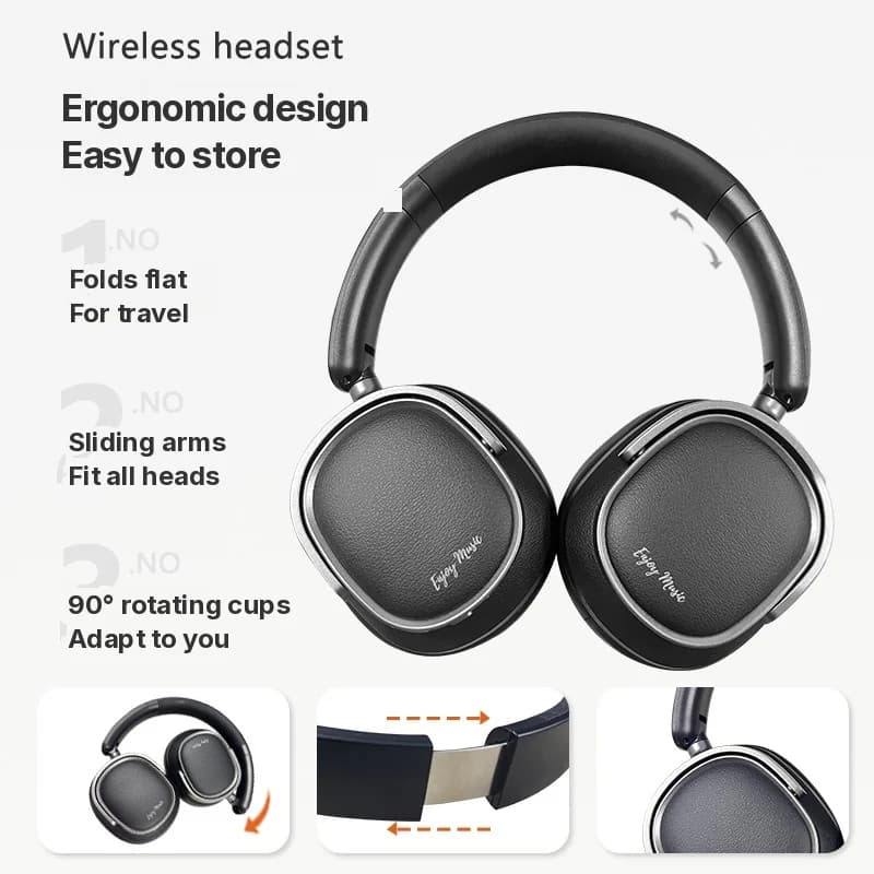 Ретро Bluetooth-наушники накладные с активным шумоподавлением