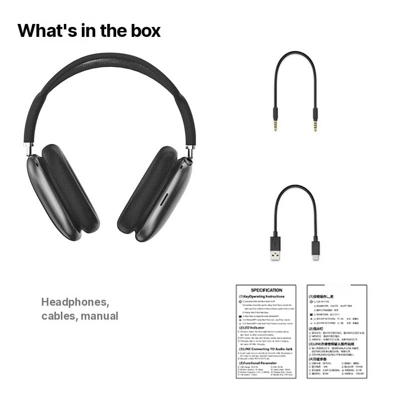 Bluetooth 5.4 накладные наушники с регулятором и FM-радио