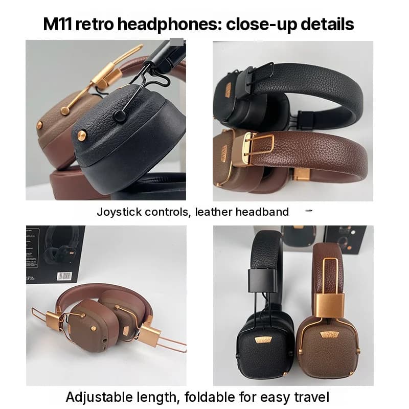 Ретро-наушники беспроводные Bluetooth накладного типа с режимами эквалайзера