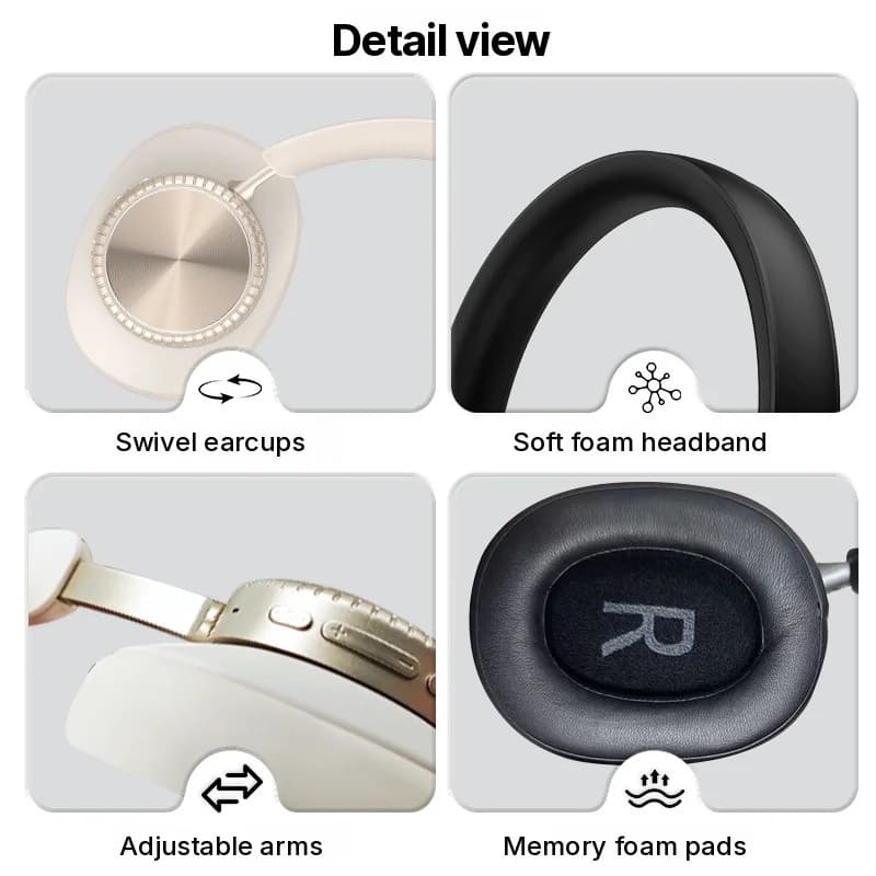 Накладные беспроводные Bluetooth-наушники с шумоподавлением и чехлом