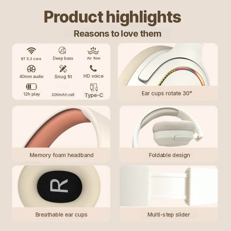 Беспроводные игровые наушники RGB с Bluetooth