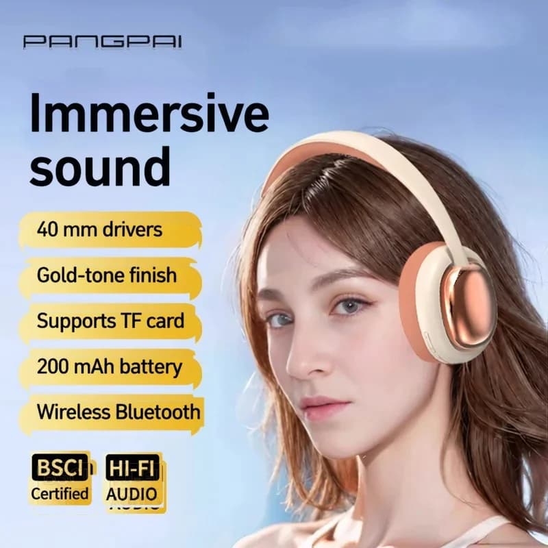 Накладные беспроводные Bluetooth-наушники с микрофоном и динамиками 40 мм