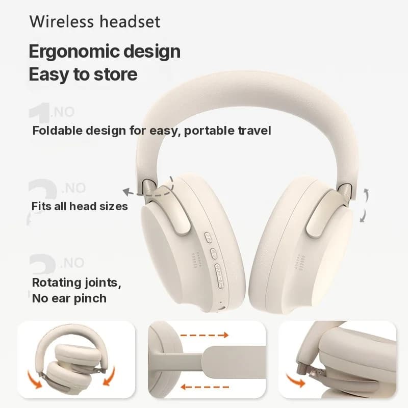 Беспроводные Bluetooth-наушники накладного типа с зарядкой Type-C и стереозвуком